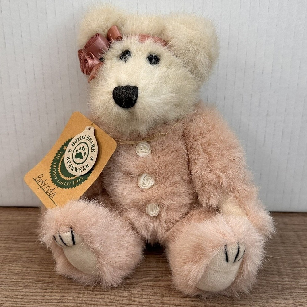 Boyds Bears Plush Gwynda 8in Pink Cream Archive Collection Jointed‎ Bear